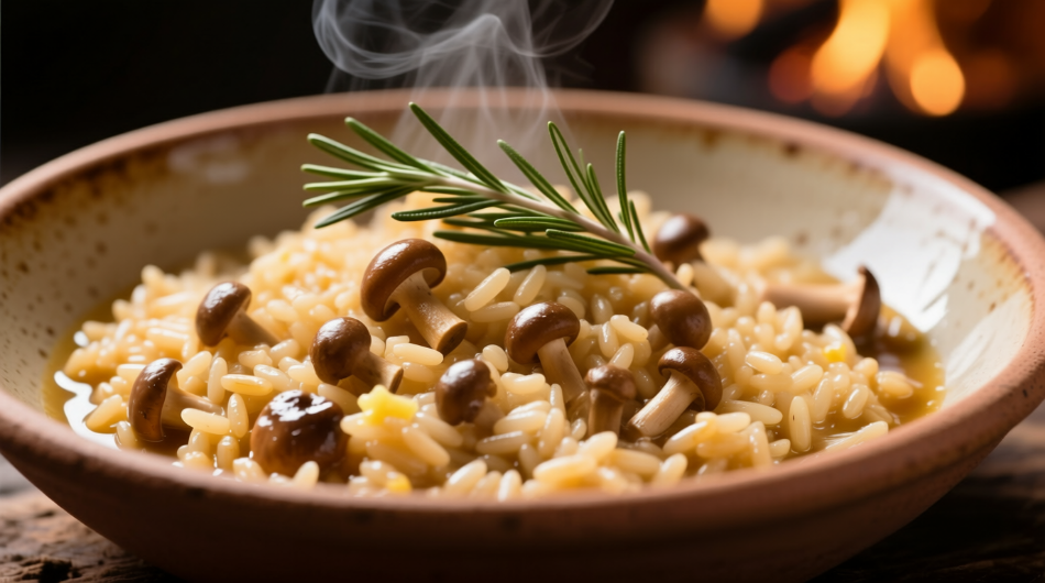 Riso con funghi chiodini e rosmarino: per un autunno avvolgente!